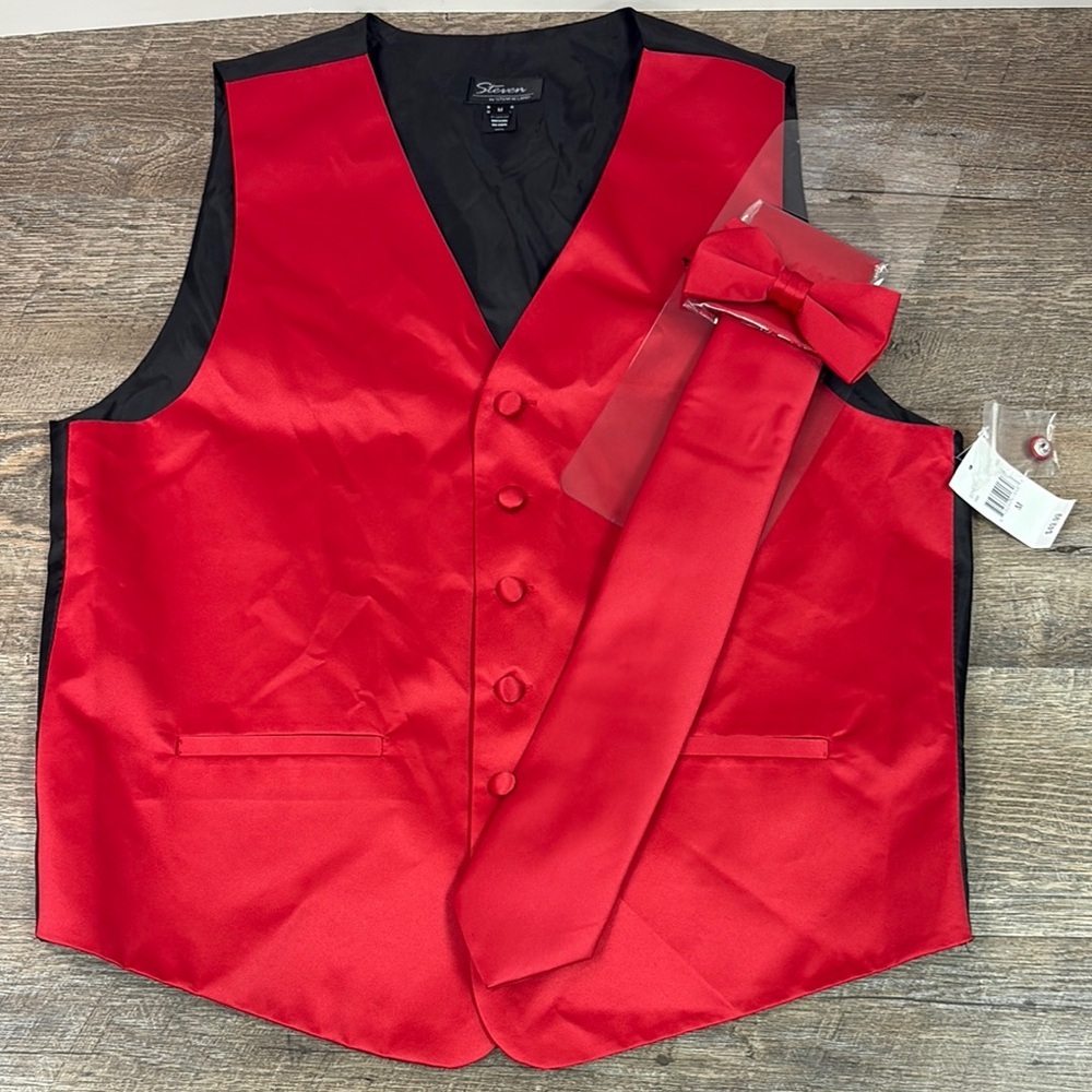 NEW Steven By Steven Land 4 Piece Formal Vest | Handkerchief | Tie | Bow Tie